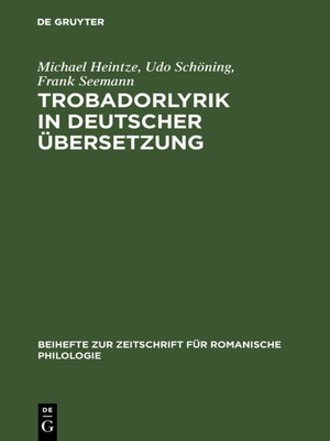 cover image of Trobadorlyrik in deutscher Übersetzung